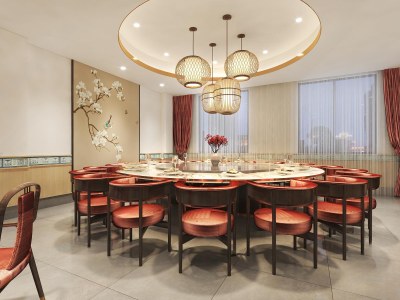 新中式包厢3D模型下载